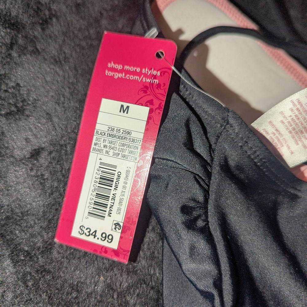 NWT Embroidered Lace-up Back Swimsuit - Picture 2 of 4